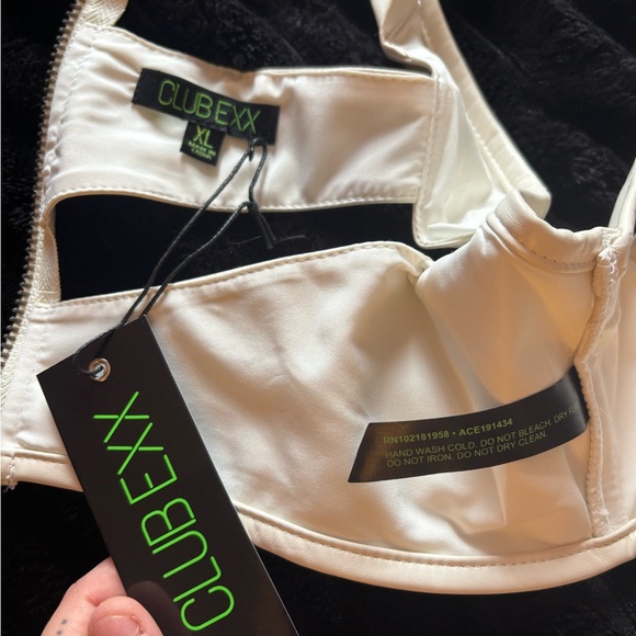 NWT Cream Faux Leather Lace-Up Corset Top | Strappy Bustier - Picture 4 of 5